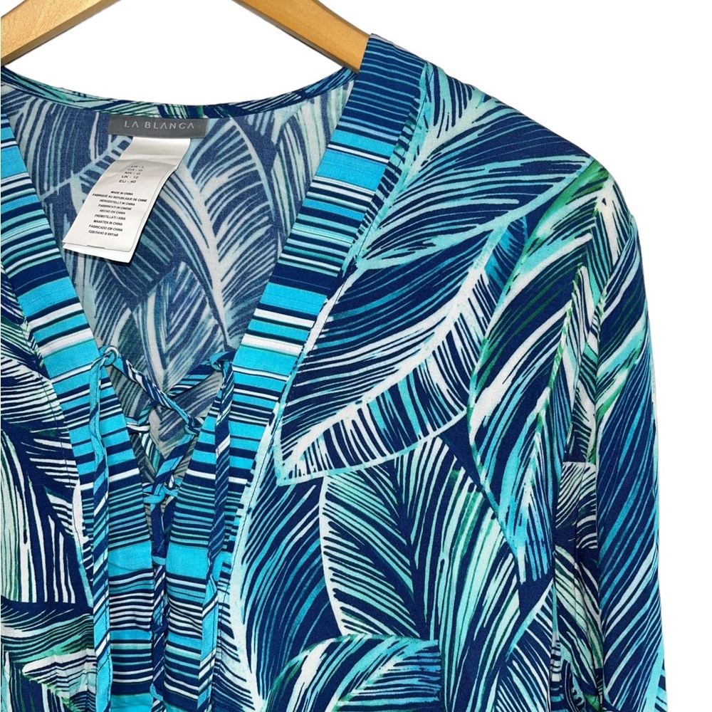 NWT La Blanca Swim Cover Up Large Turquoise Teal Blue